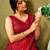 Red chanderi cotton screen printed casual and work ready to wear saree with blouse