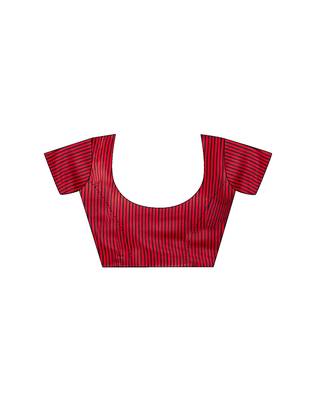 pre-stitched red chanderi cotton screen printed casual and work saree 5