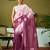 White and mauve chanderi cotton screen printed casual and work ready to wear saree with blouse
