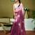 White and mauve chanderi cotton screen printed casual and work ready to wear saree with blouse