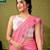 Pink chanderi cotton screen printed casual and work ready to wear saree with blouse