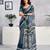 Blue pure cotton screen printed woven casual, work and festival ready to wear saree with blouse