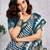 Blue pure cotton screen printed woven casual, work and festival ready to wear saree with blouse