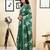 Green pure cotton screen printed pocket casual, work and festival ready to wear saree with blouse