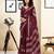 Maroon pure cotton screen printed pocket casual, work and festival ready to wear saree with blouse