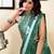 Green pure cotton screen printed pocket casual, work and festival ready to wear saree with blouse