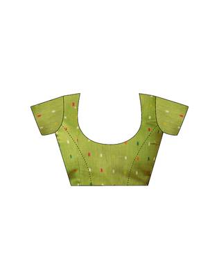 ready made green chanderi cotton screen printed casual and work saree 5