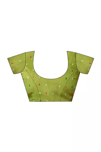 ready made green chanderi cotton screen printed casual and work saree