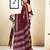 Maroon pure cotton screen printed pocket casual, work and festival ready to wear saree with blouse