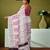 White and pink chanderi cotton screen printed casual and work ready to wear saree with blouse