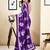 Purple pure cotton screen printed pocket casual, work and festival ready to wear saree with blouse