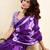 Purple pure cotton screen printed pocket casual, work and festival ready to wear saree with blouse