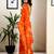 Orange pure cotton screen printed pocket casual, work and festival ready to wear saree with blouse