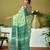 Green chanderi cotton screen printed casual and work ready to wear saree with blouse