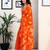 Orange pure cotton screen printed pocket casual, work and festival ready to wear saree with blouse