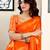 Orange pure cotton screen printed pocket casual, work and festival ready to wear saree with blouse
