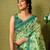 Green chanderi cotton screen printed casual and work ready to wear saree with blouse