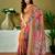 Orange linen zari screen printed casual and work ready to wear saree with blouse