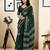 Green pure cotton screen printed pocket casual, work and festival ready to wear saree with blouse