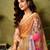 Orange linen zari screen printed casual and work ready to wear saree with blouse