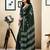 Green pure cotton screen printed pocket casual, work and festival ready to wear saree with blouse