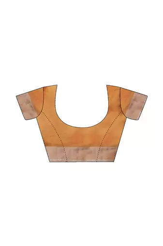 pre draped orange linen zari screen printed casual and work saree