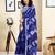 Blue pure cotton screen printed pocket casual, work and festival ready to wear saree with blouse