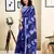 ready to wear blue pure cotton screen printed saree with blouse