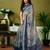 Grey and black linen zari screen printed casual and work ready to wear saree with blouse
