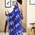 Blue pure cotton screen printed pocket casual, work and festival ready to wear saree with blouse