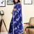 Blue pure cotton screen printed pocket casual, work and festival ready to wear saree with blouse