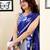 Blue pure cotton screen printed pocket casual, work and festival ready to wear saree with blouse