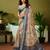 Green and cream linen zari screen printed casual and work ready to wear saree with blouse