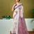 Off-white and mauve linen zari screen printed zari work ceremony and festival ready to wear saree with blouse
