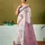 ready to wear off-white and mauve linen zari screen printed zari saree with blouse