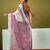 Off-white and mauve linen zari screen printed zari work ceremony and festival ready to wear saree with blouse