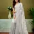 ready to wear black and off-white linen zari screen printed casual and work saree with blouse