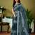 Grey and white linen zari screen printed casual and work ready to wear saree with blouse