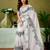 White and black linen zari screen printed casual and work ready to wear saree with blouse