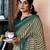 Green and beige linen zari screen printed, with pocket ceremony, party and festive ready to wear saree with blouse