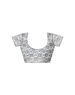 ready made white and black linen zari screen printed casual and work saree 5