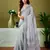 ready to wear grey and white linen zari screen printed casual and work saree with blouse