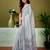 Grey and white linen zari screen printed casual and work ready to wear saree with blouse