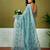 Blue linen zari screen printed casual and work ready to wear saree with blouse