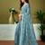 Blue linen zari screen printed casual and work ready to wear saree with blouse