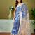 Blue linen zari screen printed casual and work ready to wear saree with blouse