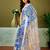 Blue linen zari screen printed casual and work ready to wear saree with blouse
