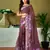 pre-stitched brown linen zari screen printed casual and work saree