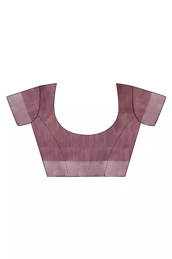 pre-stitched brown linen zari screen printed casual and work saree