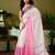 White linen zari screen printed casual and work ready to wear saree with blouse